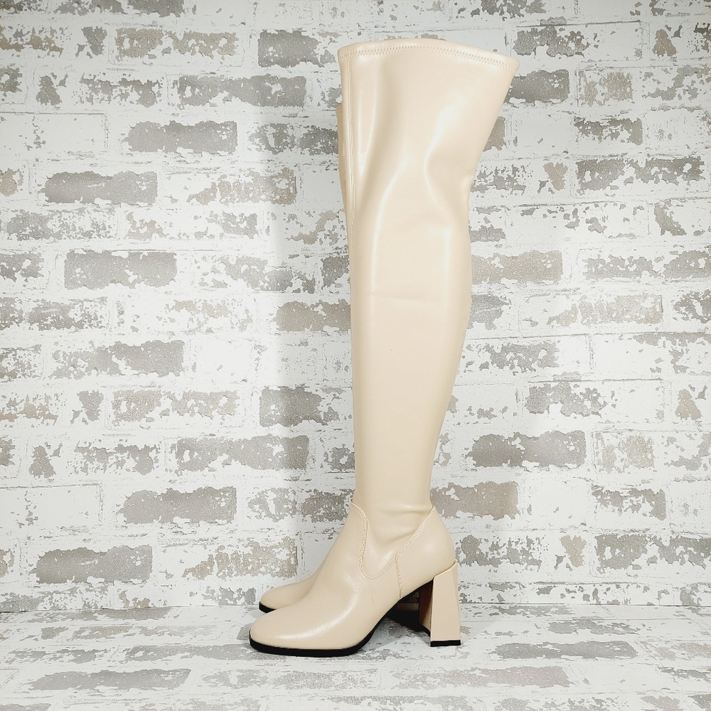 New Open Edit Women's Briar In Cream Vanilla Over the Knee Boots B248